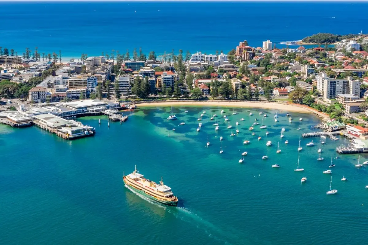 Aerial view of Manly Wharf and boats – Northern Beaches Property Buyer lifestyle appeal