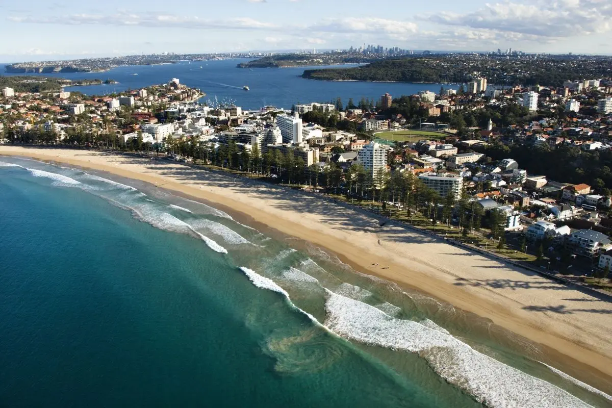 40-manly-coastline-aerial-view Aerial view of Manly Wharf and boats – Northern Beaches Property Buyer lifestyle appeal