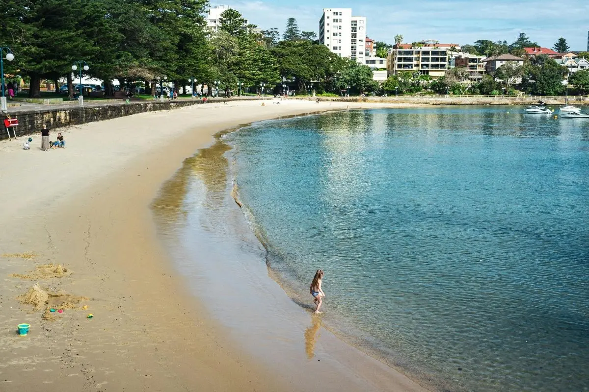 42-clam-shell-beach-northern-beaches-buyers-agent Curved Manly shoreline and calm waters serene spot ideal for Northern Beaches buyers agent clientele.