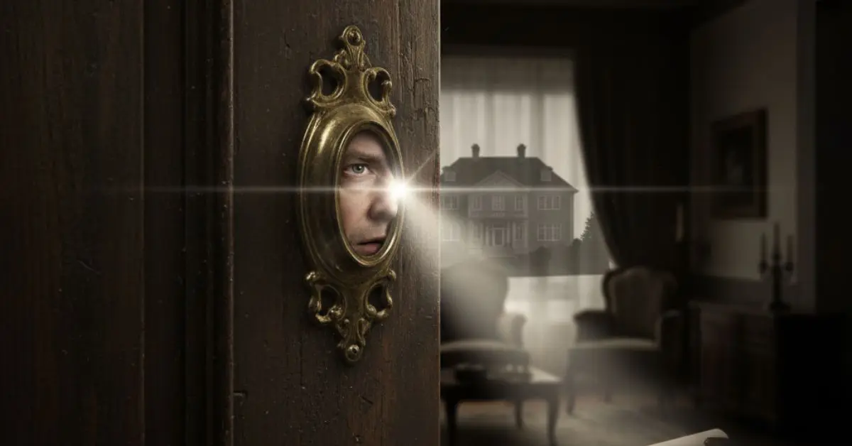 Northern BEaches Buyers Agent Inspecting a Property Northern Beaches Buyers Agent Inspecting a Property by looking through a key hole