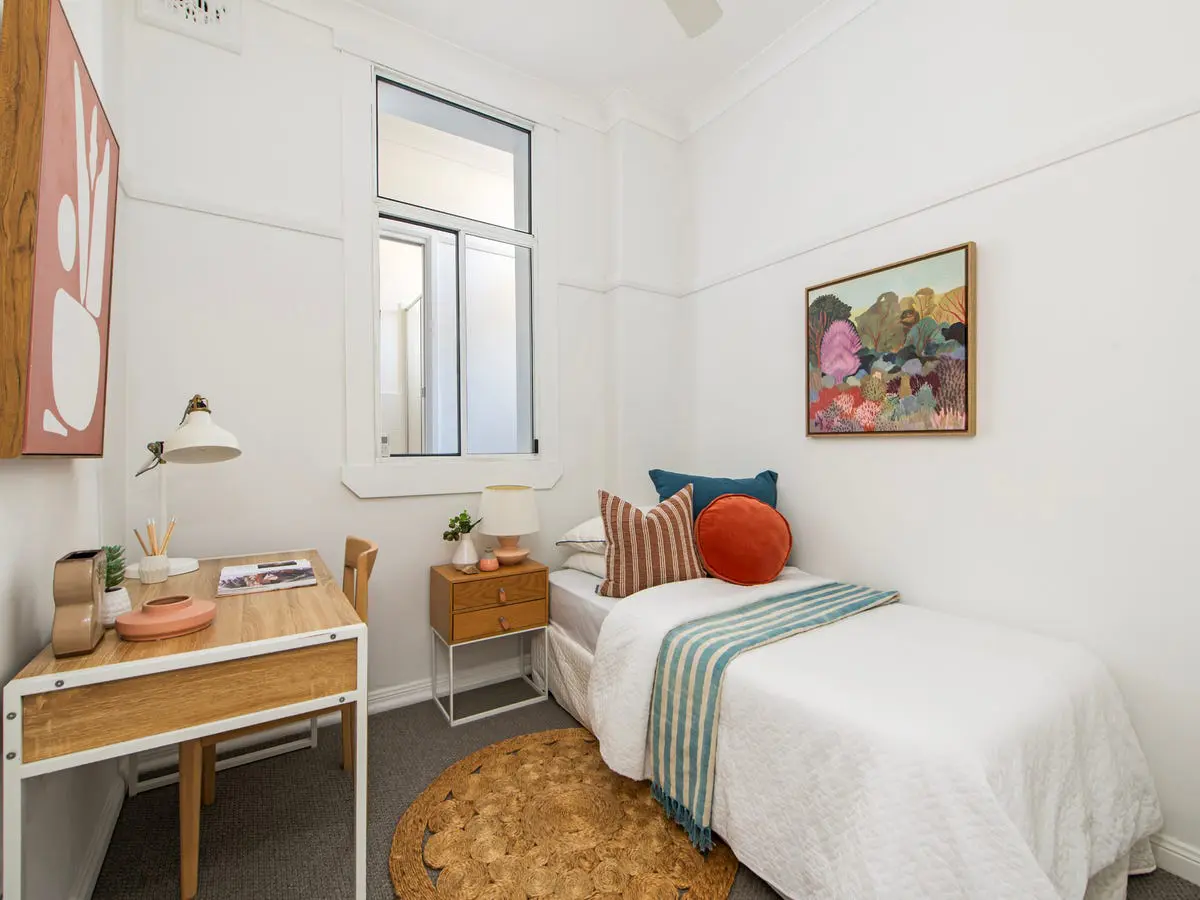 Bedroom and study nook in an apartment on Belgrave Street, Manly