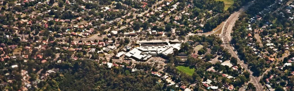 Frenchs Forest from the air, family streets and bushland