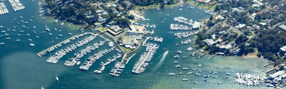 Newport from the air, with the marinas on Pittwater