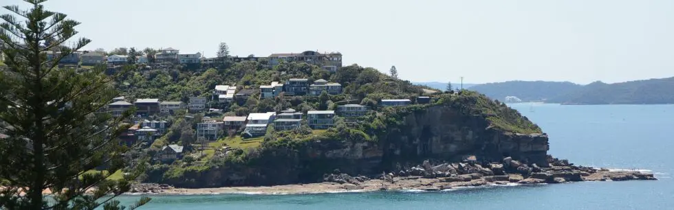 Homes on the Whale Beach headland, seen from Rayner Road
