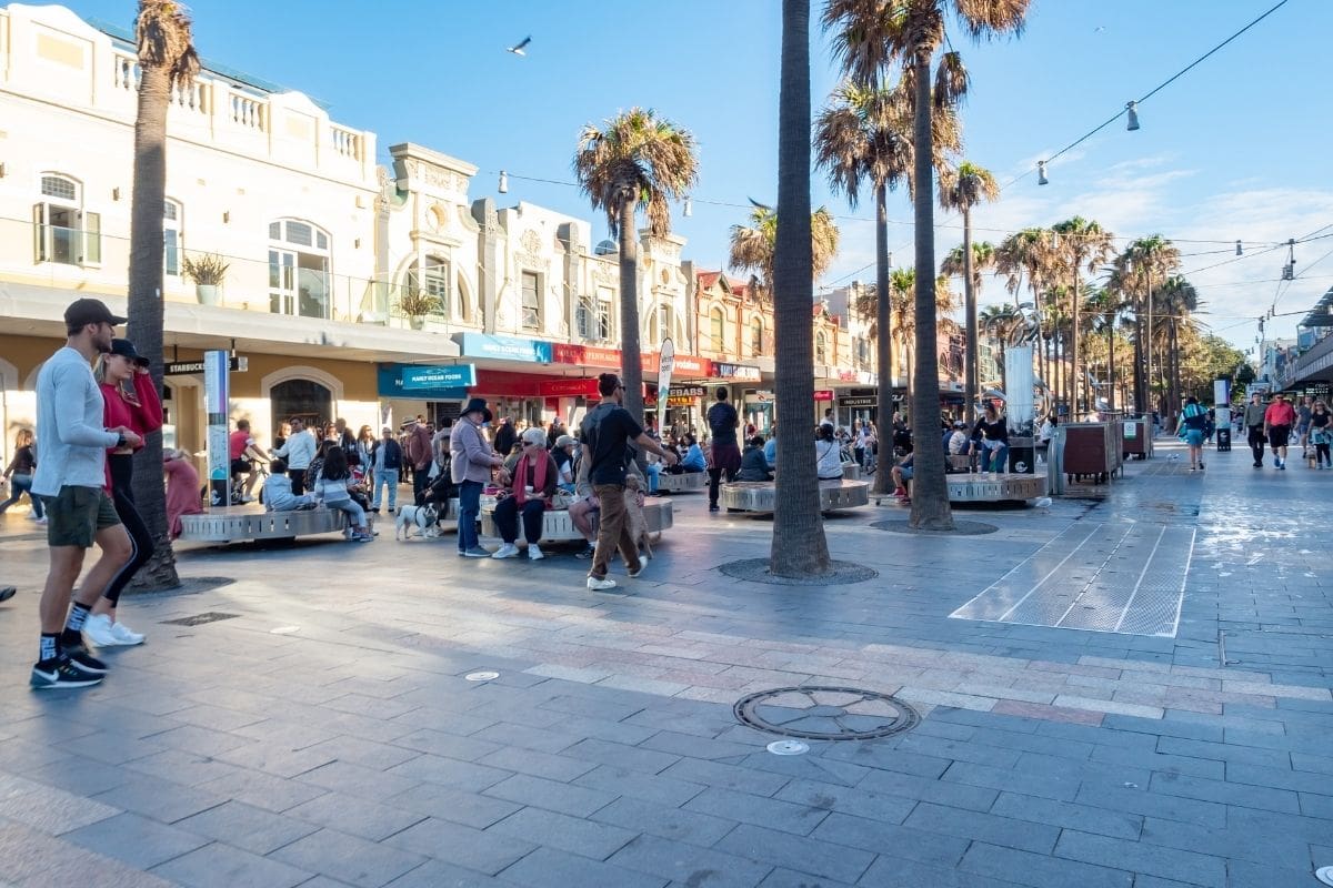 Manly promenade street scene a favourite destination for buyers agent Manly property searches.