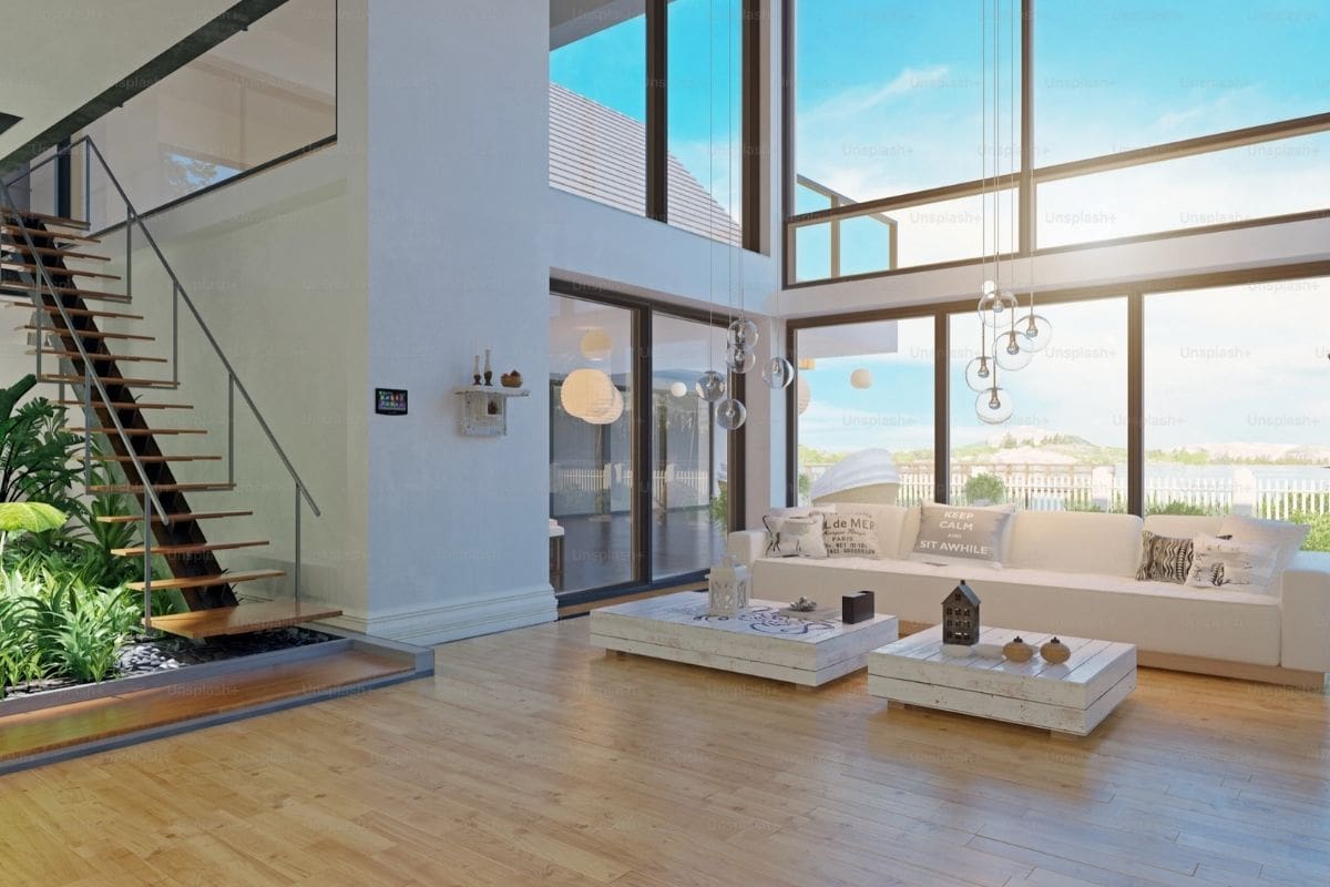 Timber and glass staircase, architectural highlight for Northern Beaches buyers agent clients.